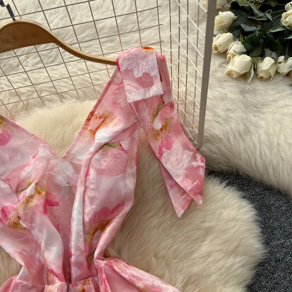 Chic vintage sleeveless butterfly print Elegant Fairy korean fashion Boho dress women clothing dress