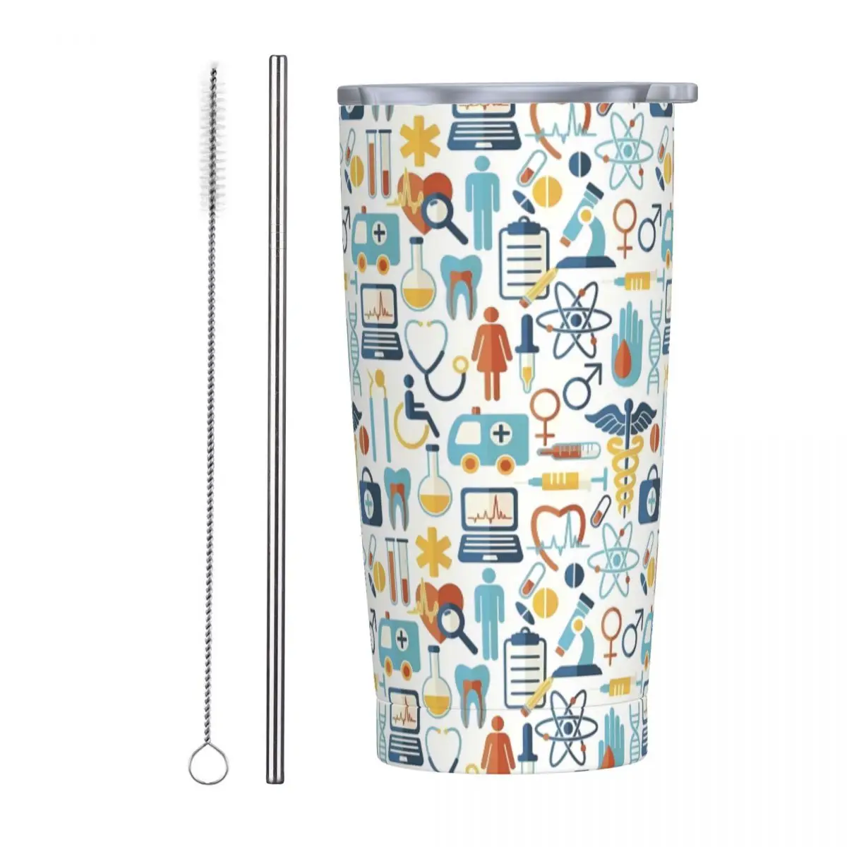 Stainless Steel Tumbler Doctor And Nurse Mugs Cup With Straws Medicine First Aid Driving Cold and Hot Water Thermal Cups