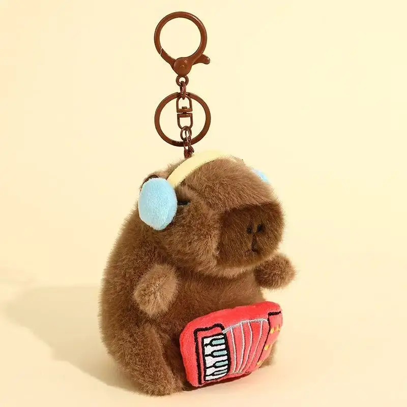 Kawaii Plüsch Capybara Schlüsselanhänger Anhänger Musik Band Cartoon Capybara Plüschtier Capybara Plüschpuppe für Rucksäcke Zubehör Ausflug