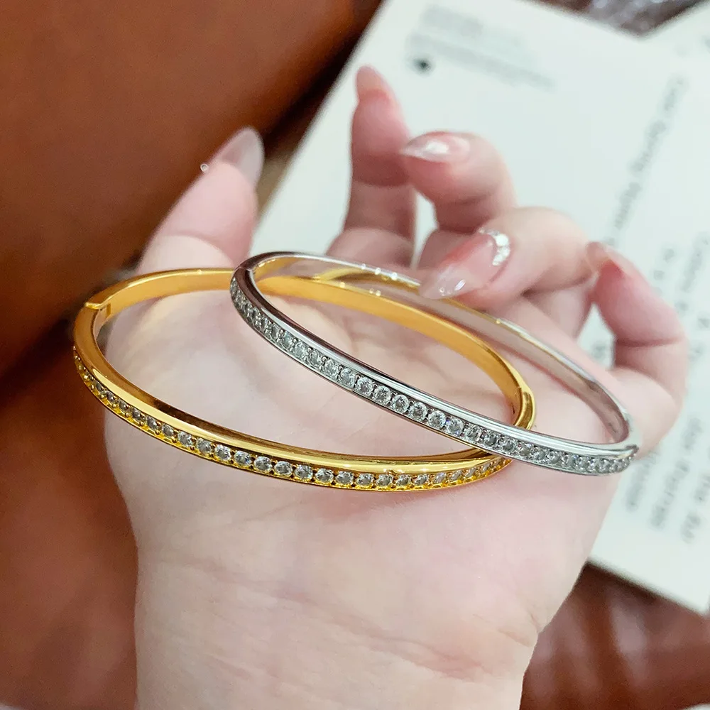 Real D Color 4mm 0.3CT Full Moissanite Tennis Bangle Bracelet for Woman Party S925 Sterling Silver Diamond Bracelet Jewelry