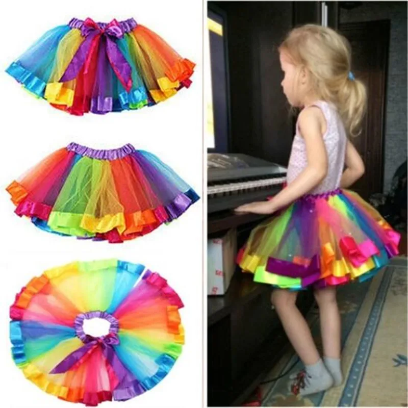 Tutu Skirt Baby Girl Clothes Colorful Mini Pettiskirt Girls Party Dance Rainbow Tulle Skirts Children Clothing