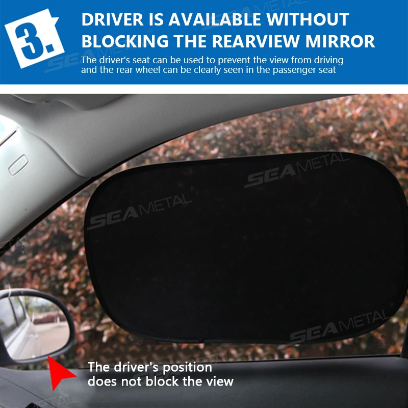 SEAMETAL 2PCS Car Electrostatic Sunshade UV Protector Self Adhesive Car Side Window Mesh Sun Visor Summer Protection Film 50x30 image 4