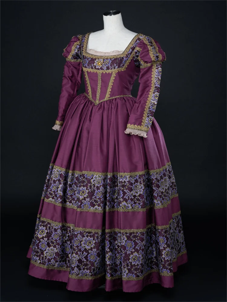 Disfraz victoriano de la Reina Isabelina Tudor, vestido de baile de recreación de teatro de corte real renacentista