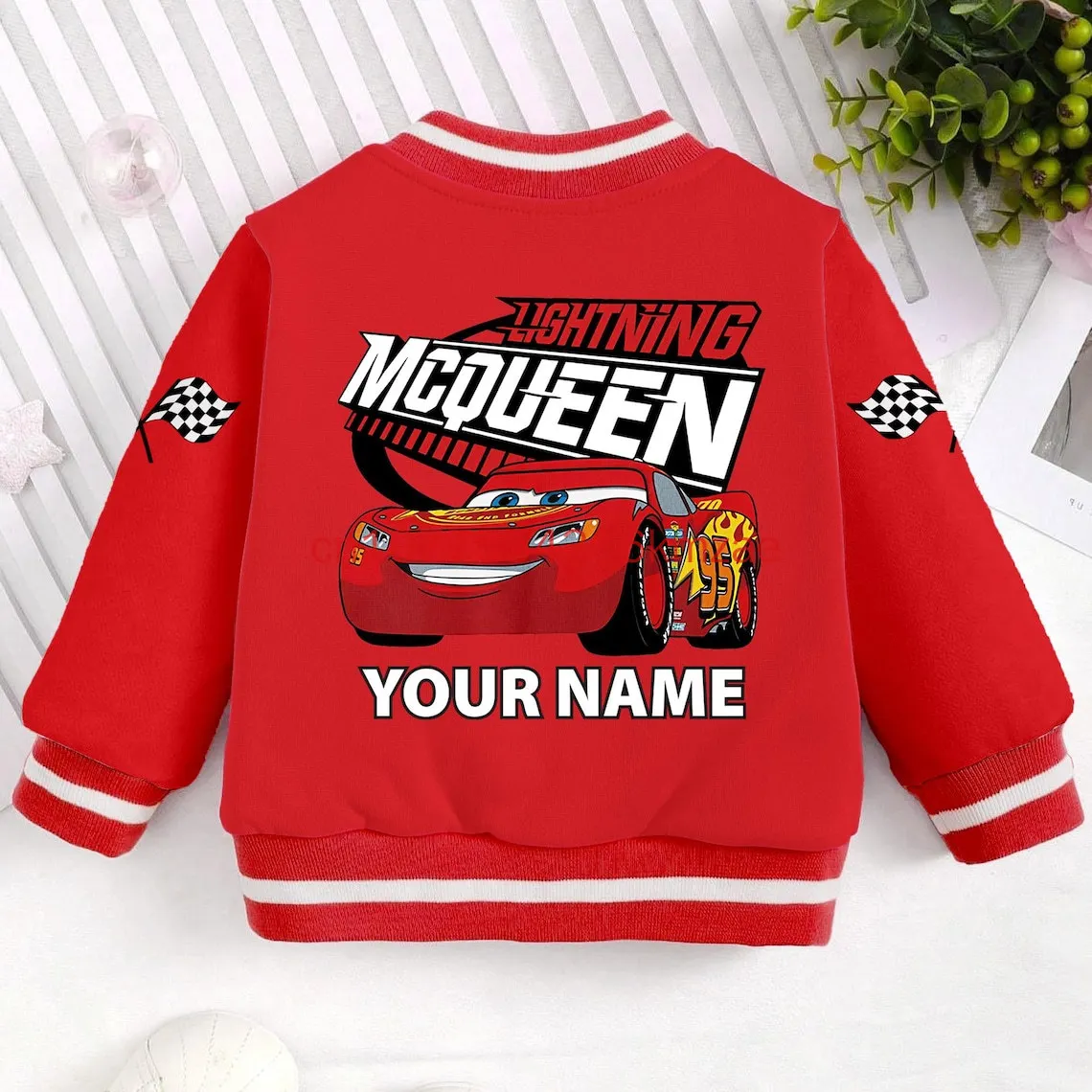 カスタム名子供ライトニングマックィーン野球ジャケット 3d プリントコート漫画男性と女性のストリート原宿ボンバージャケット