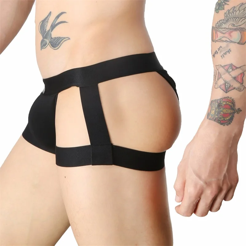 CLEVER-MENMODE Men\'s Sexy Briefs with Elastic Leg Strap BDSM Bondage Underwear Bulge Penis Pouch Exotic Lingerie Fetish Costumes