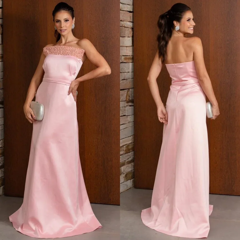 Elegant Sequined Sash A-line Strapless Long Dresses Evening Dresses Exquisite Modern Style Fashion High Quality Sexy Retro