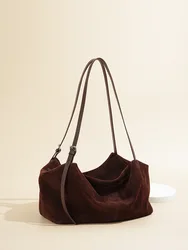 Autumn and winter niche design suede armpit pillow bag, versatile for commuting, frosted cowhide large capacity single shoulder