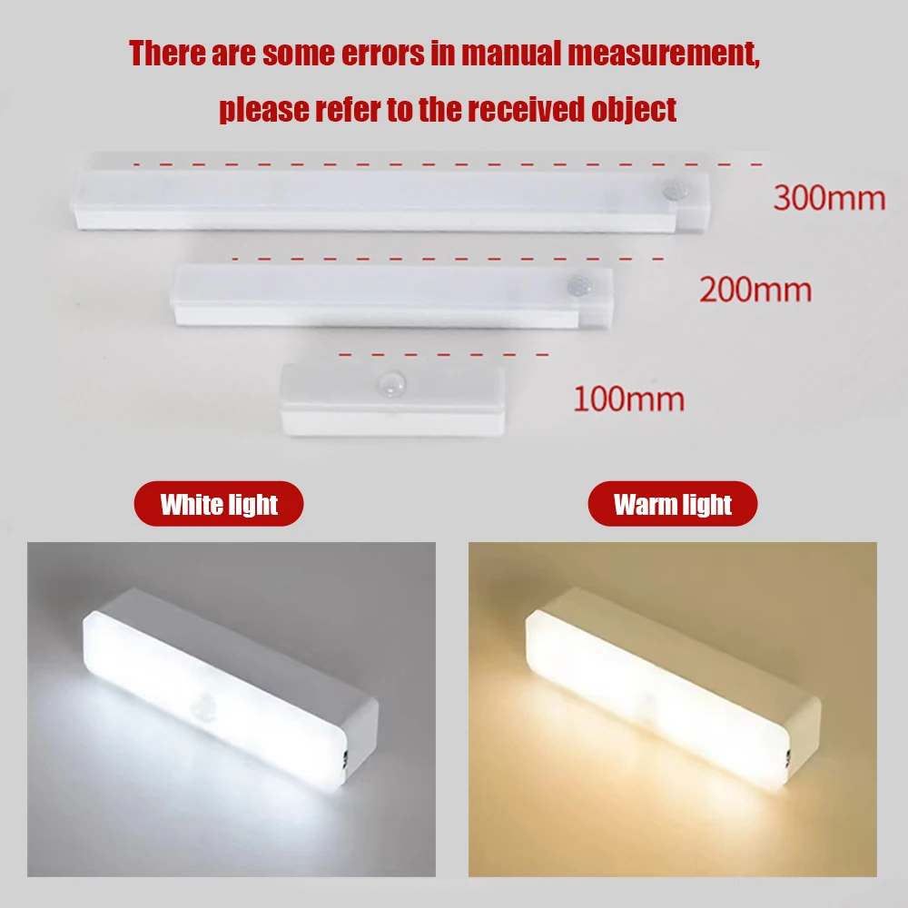 Motion Sensor Night Light Led Bar Strip Lights Power USB Rechargeable Night Lamp Kitchen Cabinet Lamp Home Appliance Room Decor