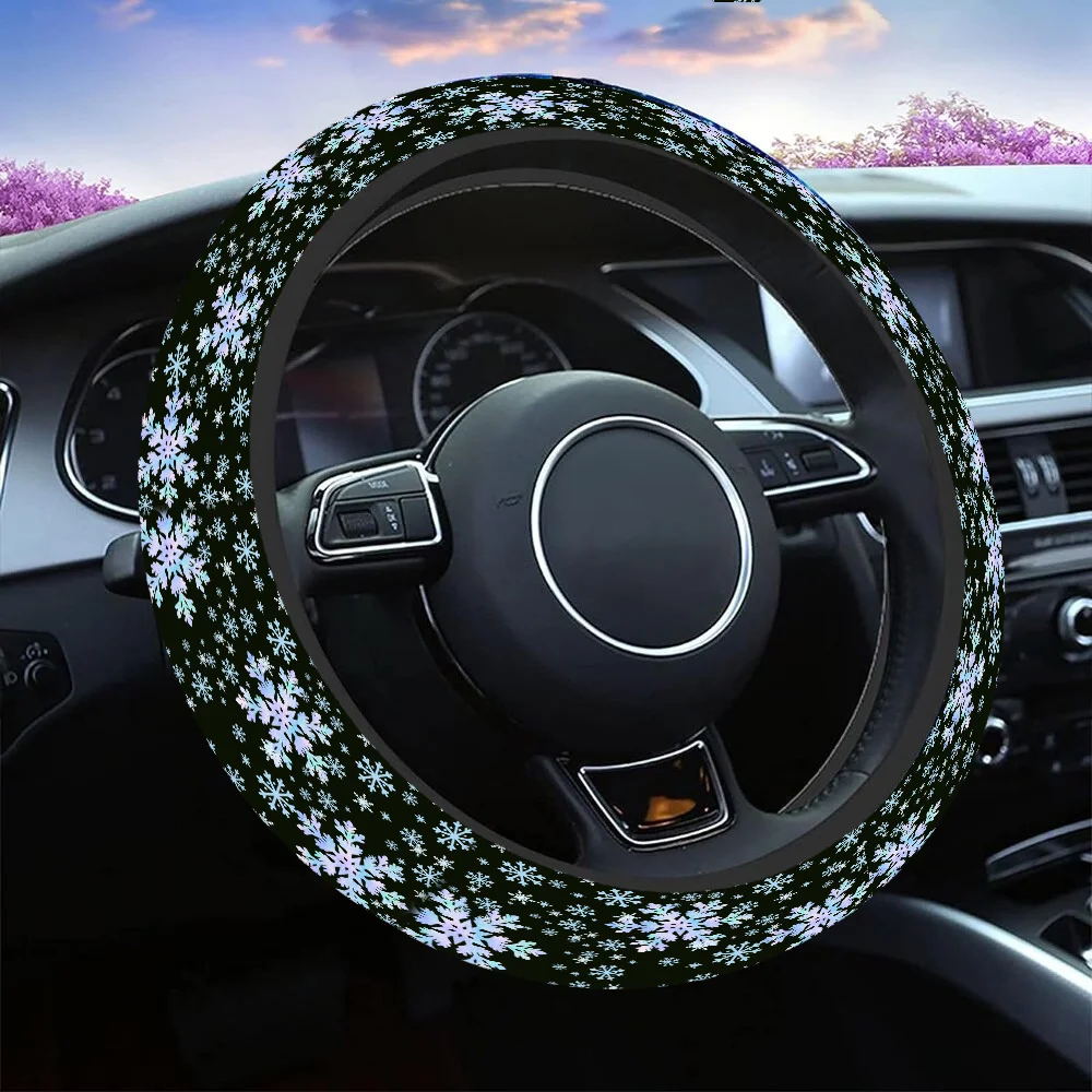 1pc-Winter Snowflakes Glow-printed Steering Wheel Covers Anti Slip Elasticity Car Accessories Steering Wheel Protectoreason