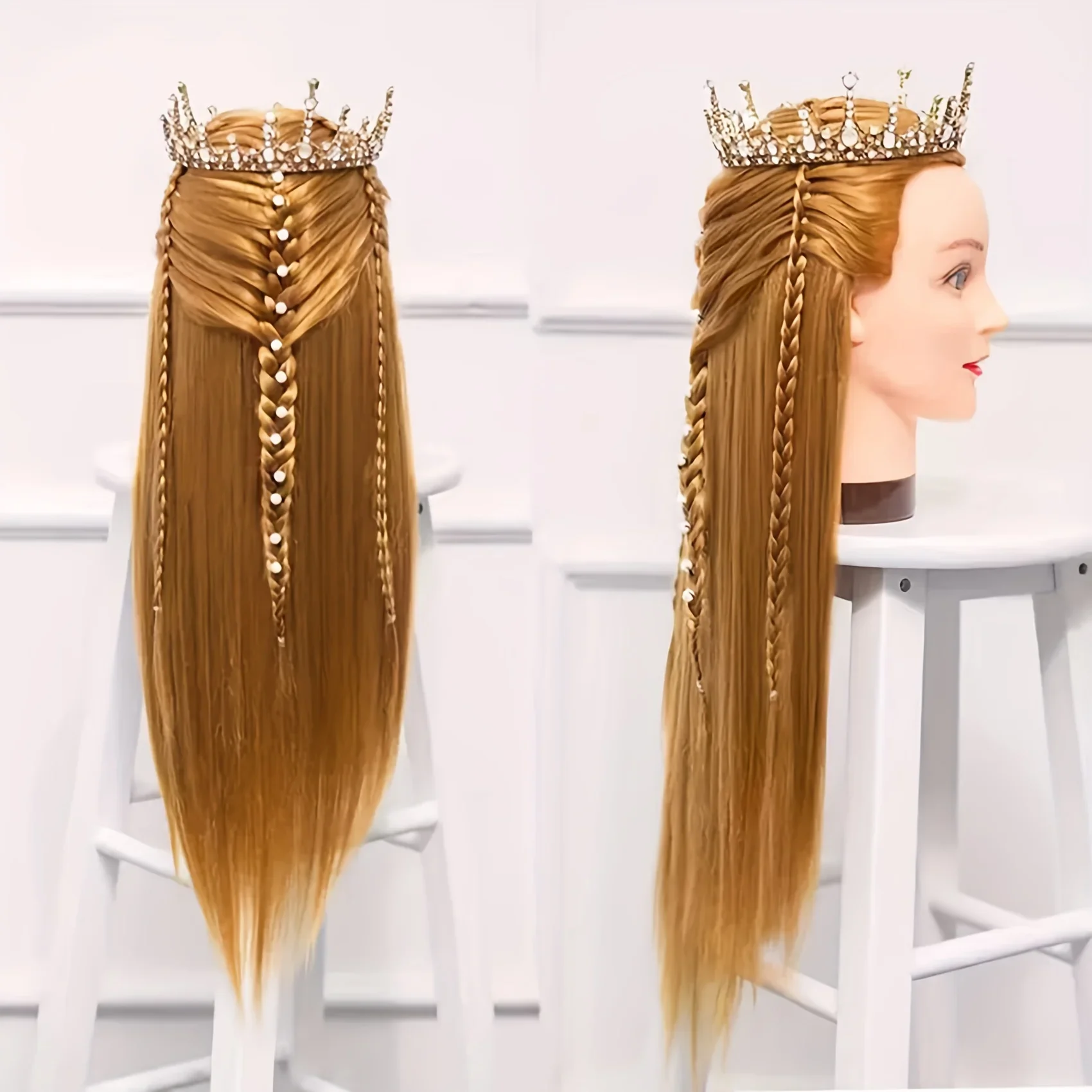 Cabeça de manequim unissex-adulto com suporte para estilo de cabelo, cabeça de manequim com cabelo para corte e treinamento de cosmetologia