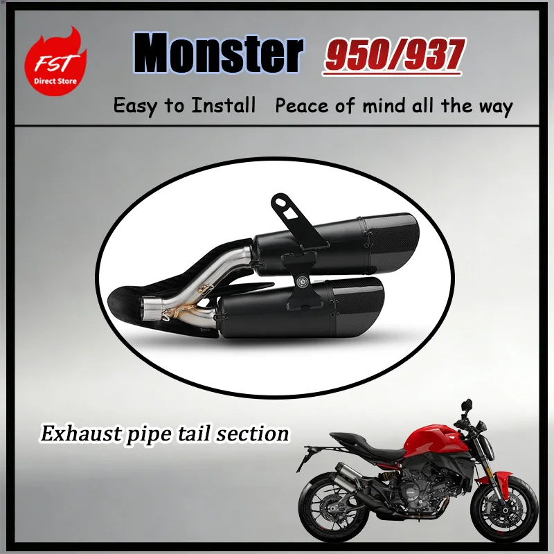 

For Dual Carbon Fiber Exhaust for Monster 950 937 Slip-On Rustproof Waterproof Deep Bass Sound Motorcycle Accessory