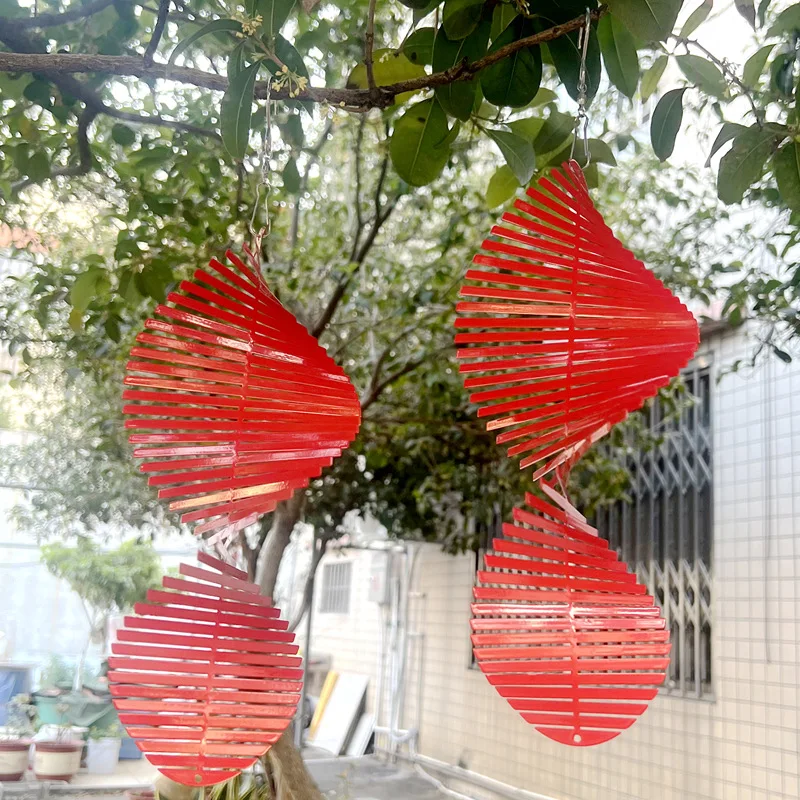 

Metal Tornado Festive Red Wind Turn Pendant Indoor Outdoor 3D Wind Chime