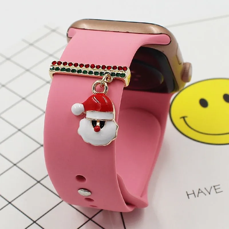 Christmas Decoration For Apple watch band Silicone Bracelet Accessories Jewelry Charms for iWatch 10 se/Galaxy watch 7 6 Straps