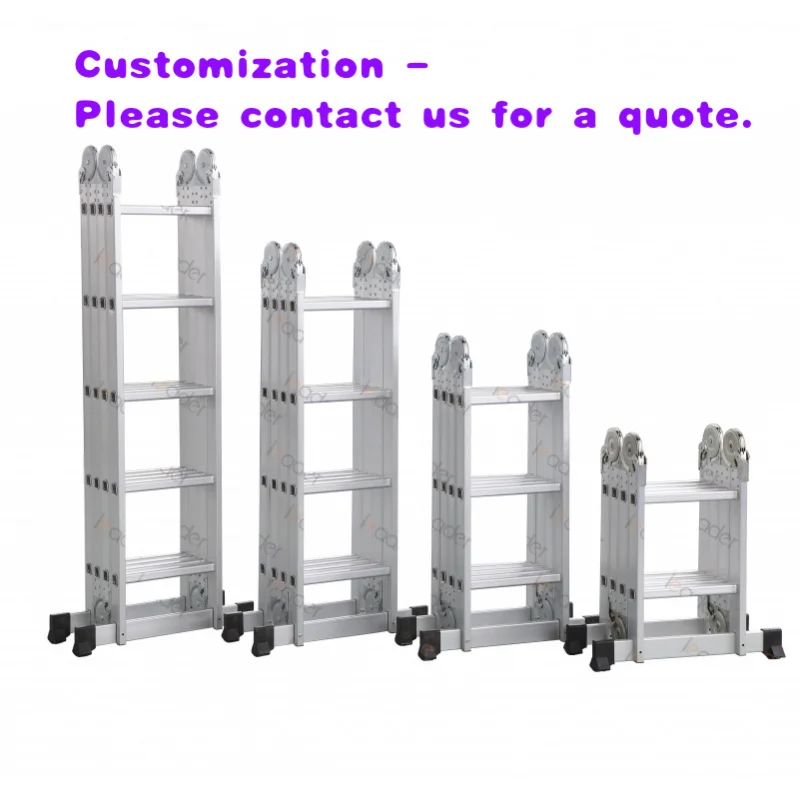 custom.Modern OEM Silver Aluminum Multipurpose Telescopic Step Ladder En131 Folding Stairs Modern Folding Ladder