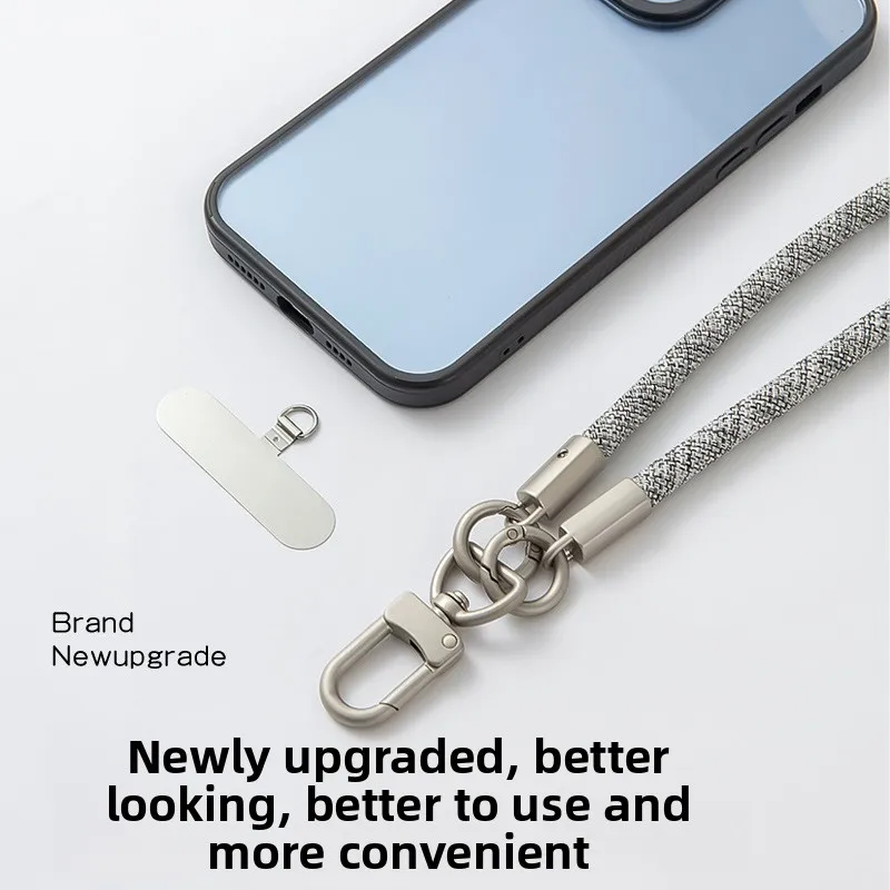 

7 мм жирный ремешок для мобильного телефона, веревка через плечо, веревка на запястье из полиэстера, наклейка на заднюю панель мобильного телефона из нержавеющей стали.