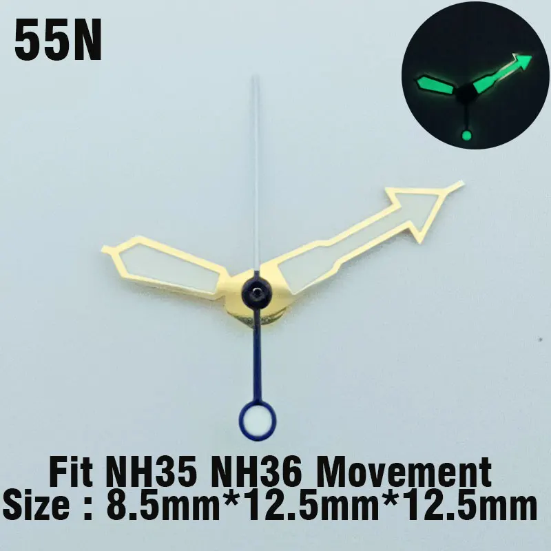 8.5*12.5*12.5mm watch hands Super green glow in the dark watch hands for NH35 NH36 movement assembled watch accessories