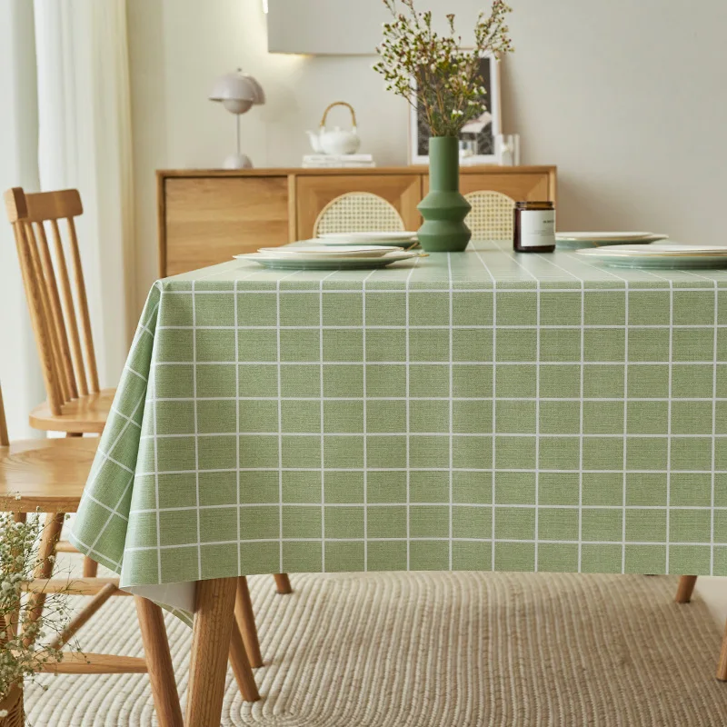

Plastic PVC Thick Rectangula Grid Printed Tablecloth Waterproof Oilproof Home Kitchen Dining Table Colth Cover Mat Oilcloth Wash