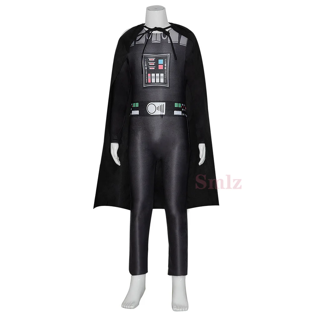 Reneecho cosplay Halloween Costume For Kids Black Darth Jumpsuit Cloak Vader Cosplay Boys Birthday Party Costume