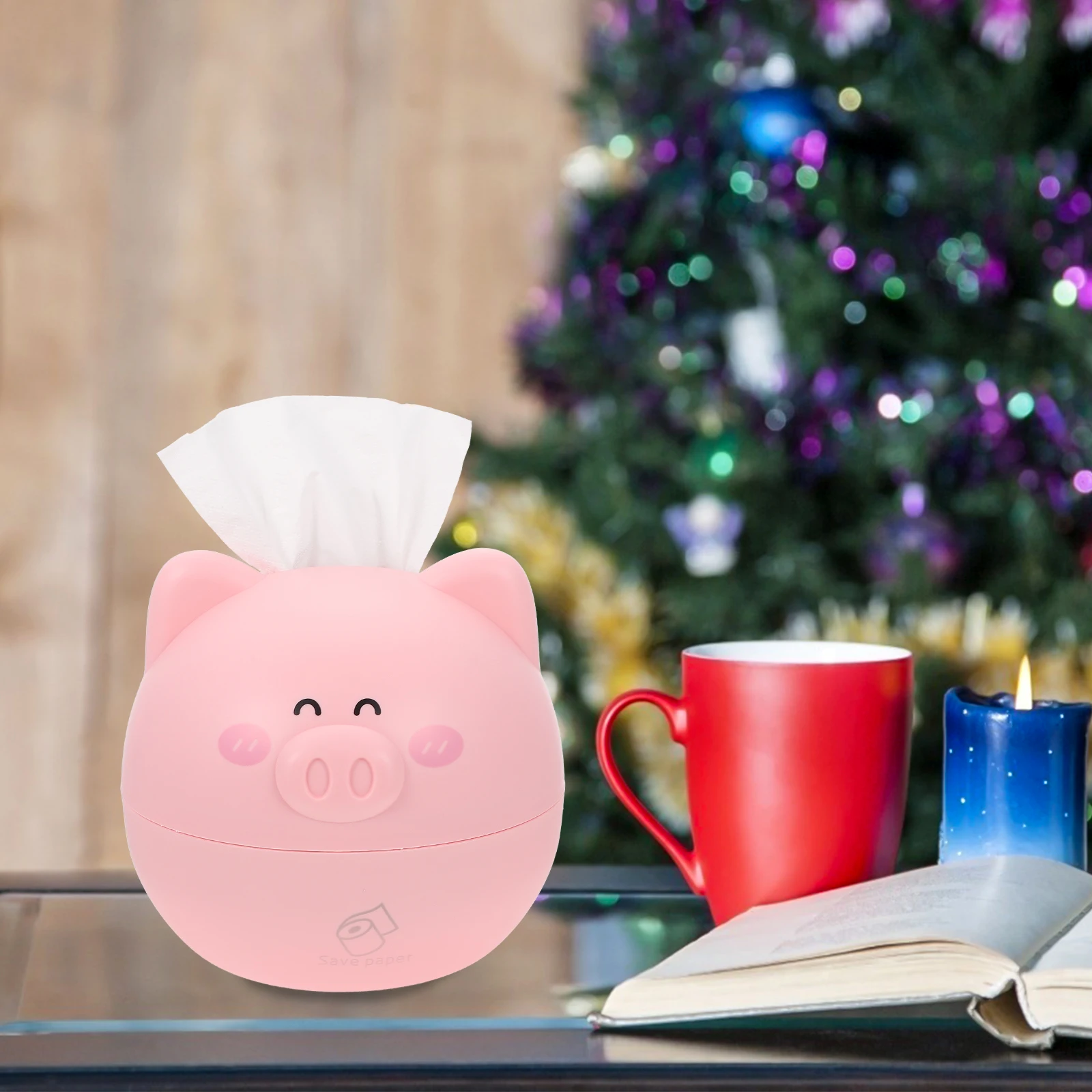 

ABS Material Large Capacity Tissue Box Storage Holder Pig Shaped Napkin Container Desktop Home Office Decor Sturdy Stable