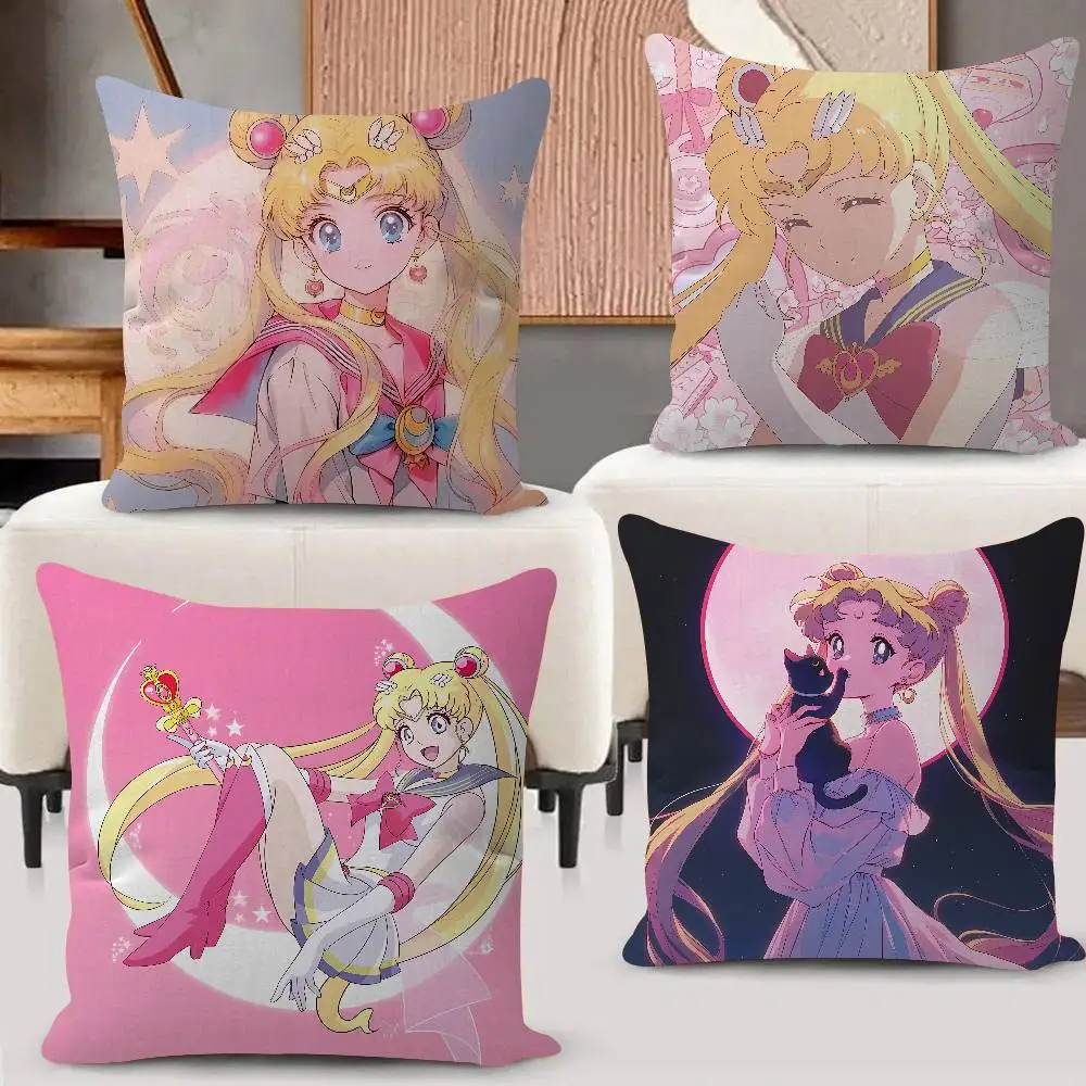 Pillow Case Fashion Square Pillowcase Bedroom Sofa Room Ins Decoration Leisure Manga S-Sailor-es Anime M-Moon
