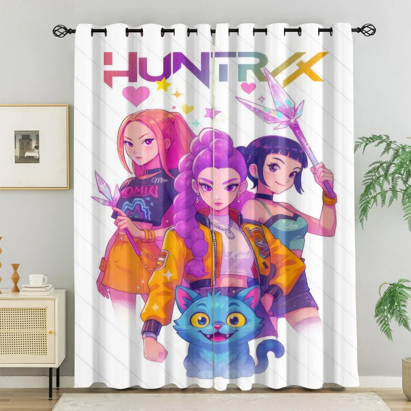 2 Stück Hasbro Kpop Cartoon Girls Verdunkelungsvorhänge, lichtblockierende Sichtschutzvorhänge mit Ösen, Fenstervorhänge für Schlafzimmer, Wohnzimmer