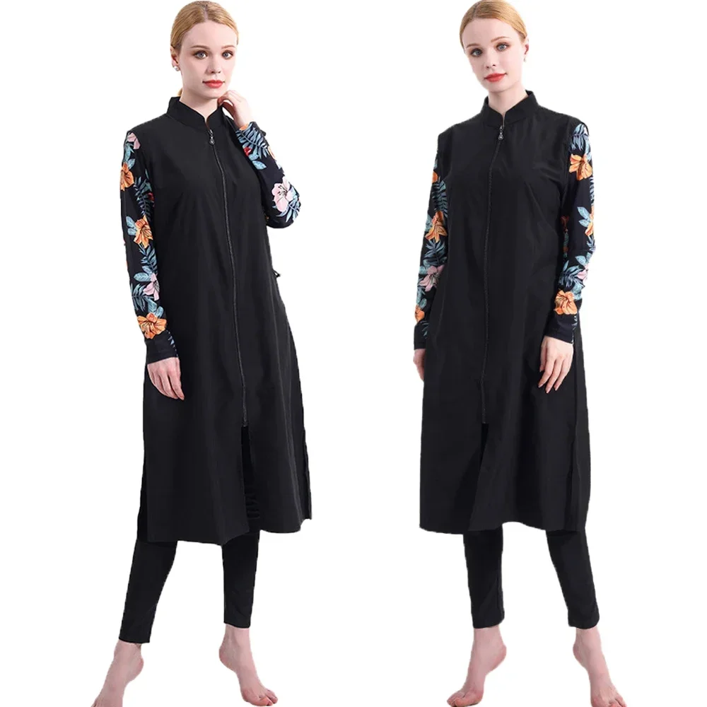 3 pièces Burkini Femme Musulmane Maillot De Bain femmes musulmanes maillots De Bain imprimé pantalon Hijab Maillot De Bain modeste Islam Maillot De Bain maillots De Bain
