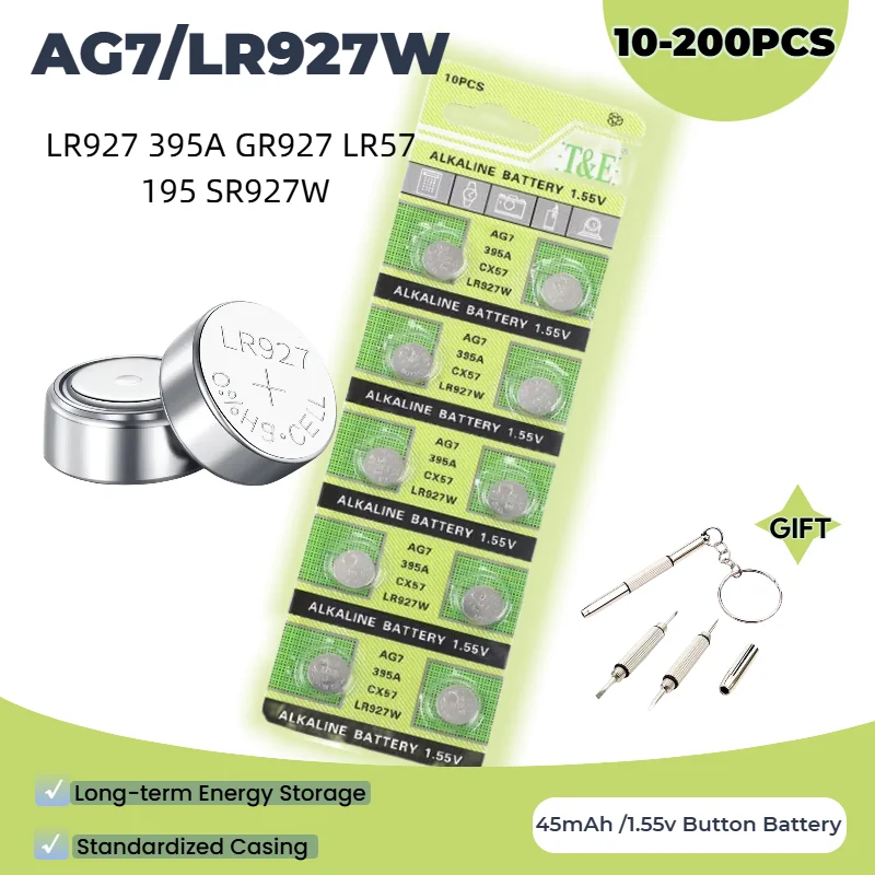 10 -200 pièces 1.55V LR927 AG7 195 LR57 395A SR927 399 piles bouton pour montre jouets à distance SR927SW pile pile alcaline