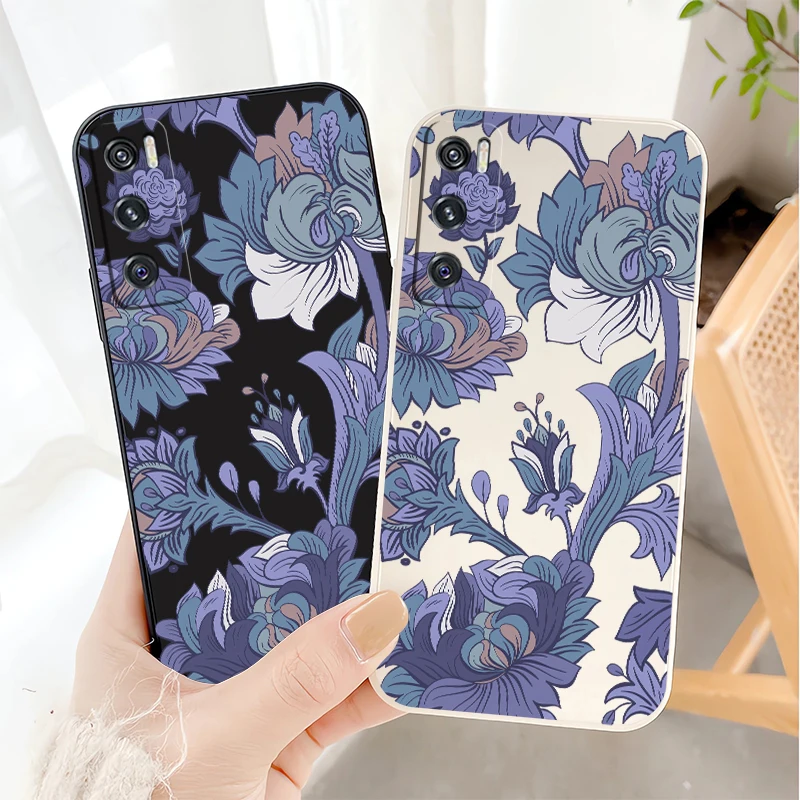 جراب هاتف لهاتف Vivo V25 V25E V29E V50 V30 Pro V27E V27 V23E V23 V21E V2O SE غطاء سيليكون فاخر مقاوم للصدمات على شكل زهرة