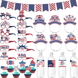 American Independence Day Party Decoration USA National Flag Banner Cake topper Paper Glasses Headwear photo props July 4th Day