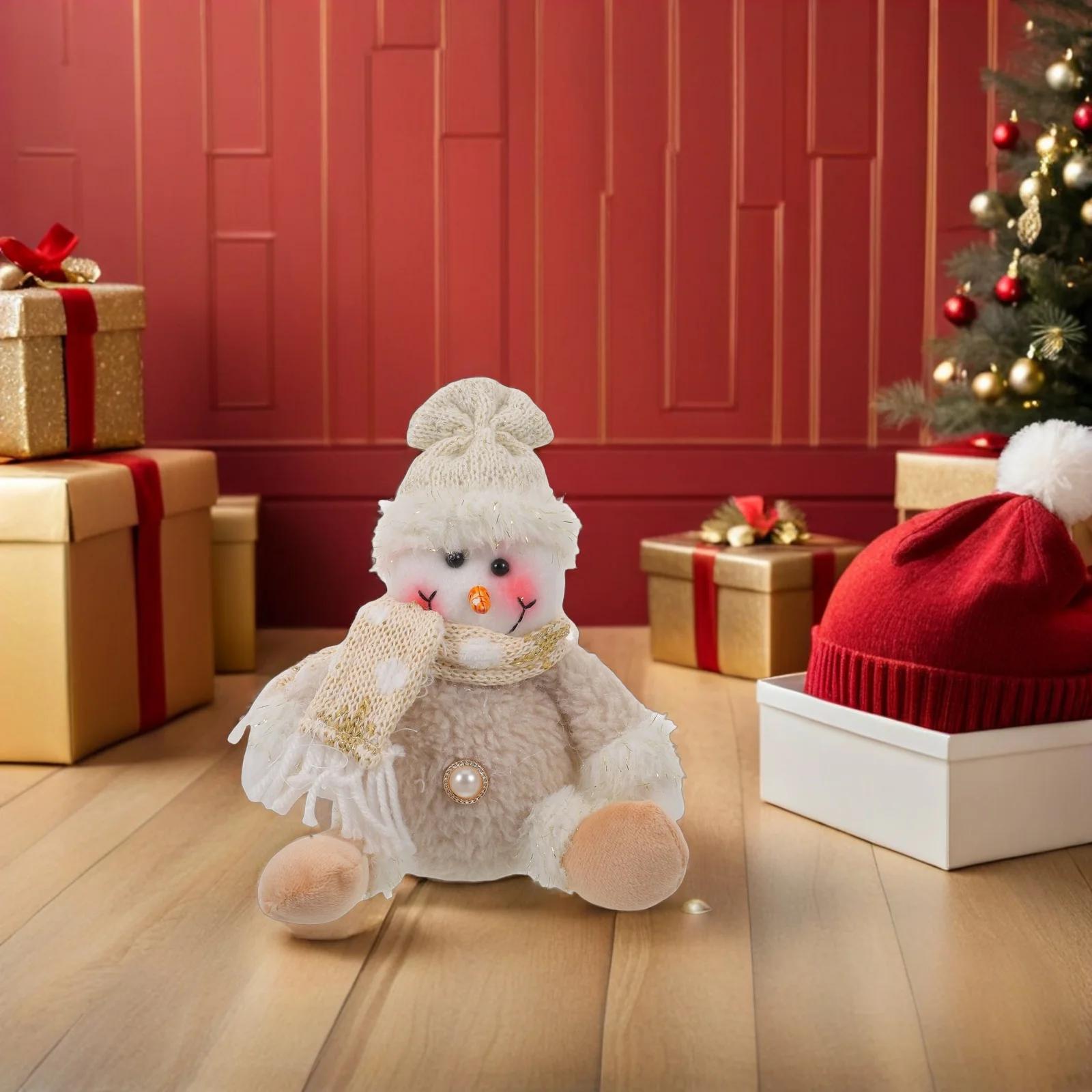 

Festive Snowman Hanging Ornament 1 Piece Soft Decorative Puppet for Christmas Tree Xmas Indoor Display Holiday Window Setup