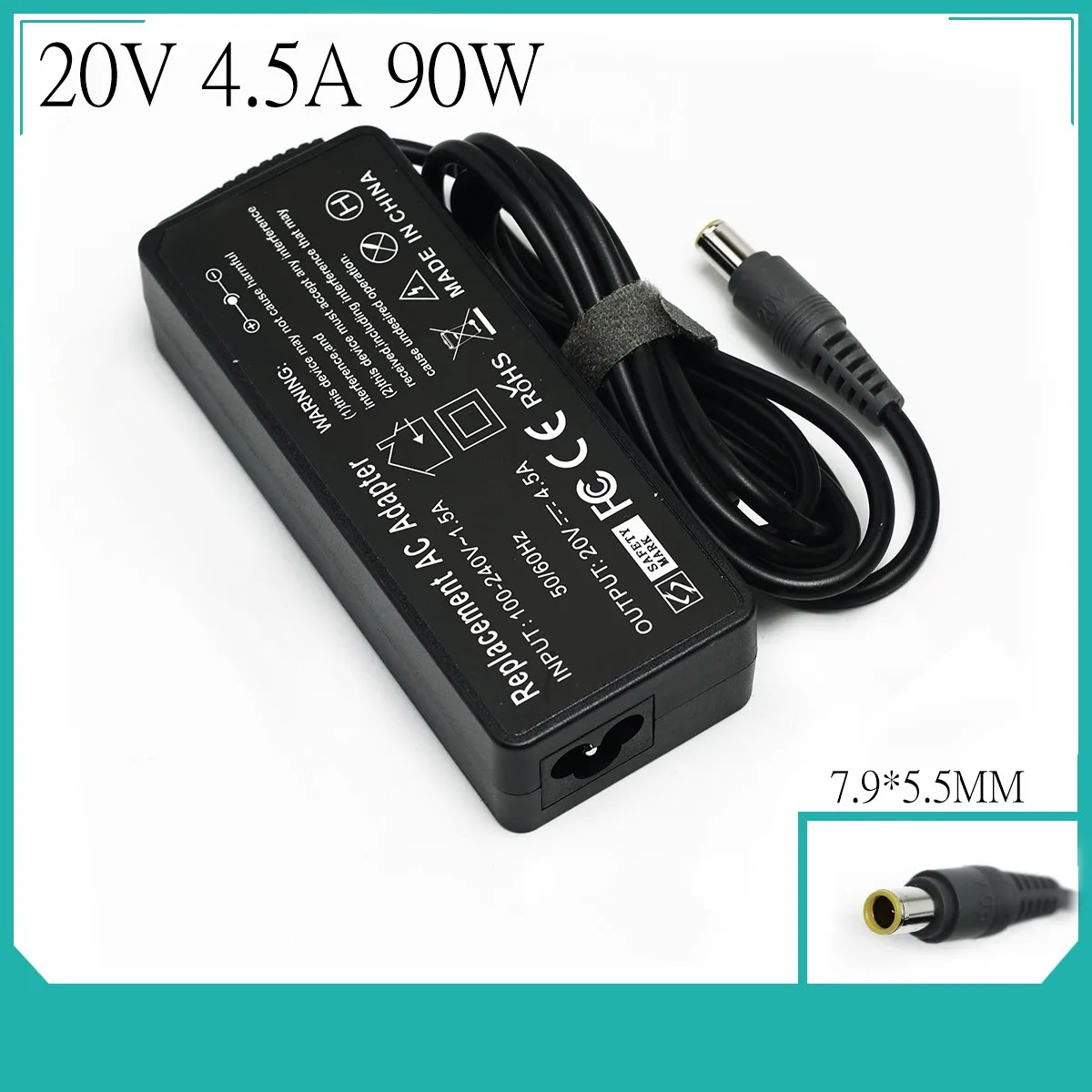 

20V 4.5A 90W 7.9*5.5mm 8 Pin AC Laptop Adapter For Lenovo T6 R6 Z6 X6 X200 X300 3000 C100 T60 E125 E430 E530 E4 Notebook Charger