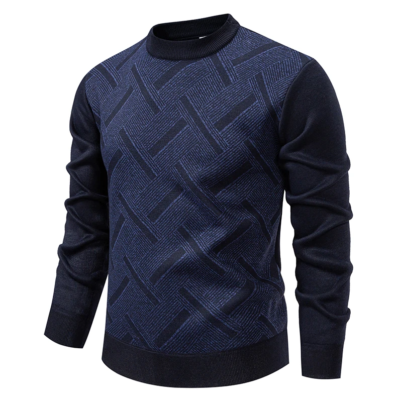 New Sweater Men Casual Knitted Pullover Solid Color Warm Regular Fit Round Neck Sweater Pullovers Mens Sweatwear - Image 4