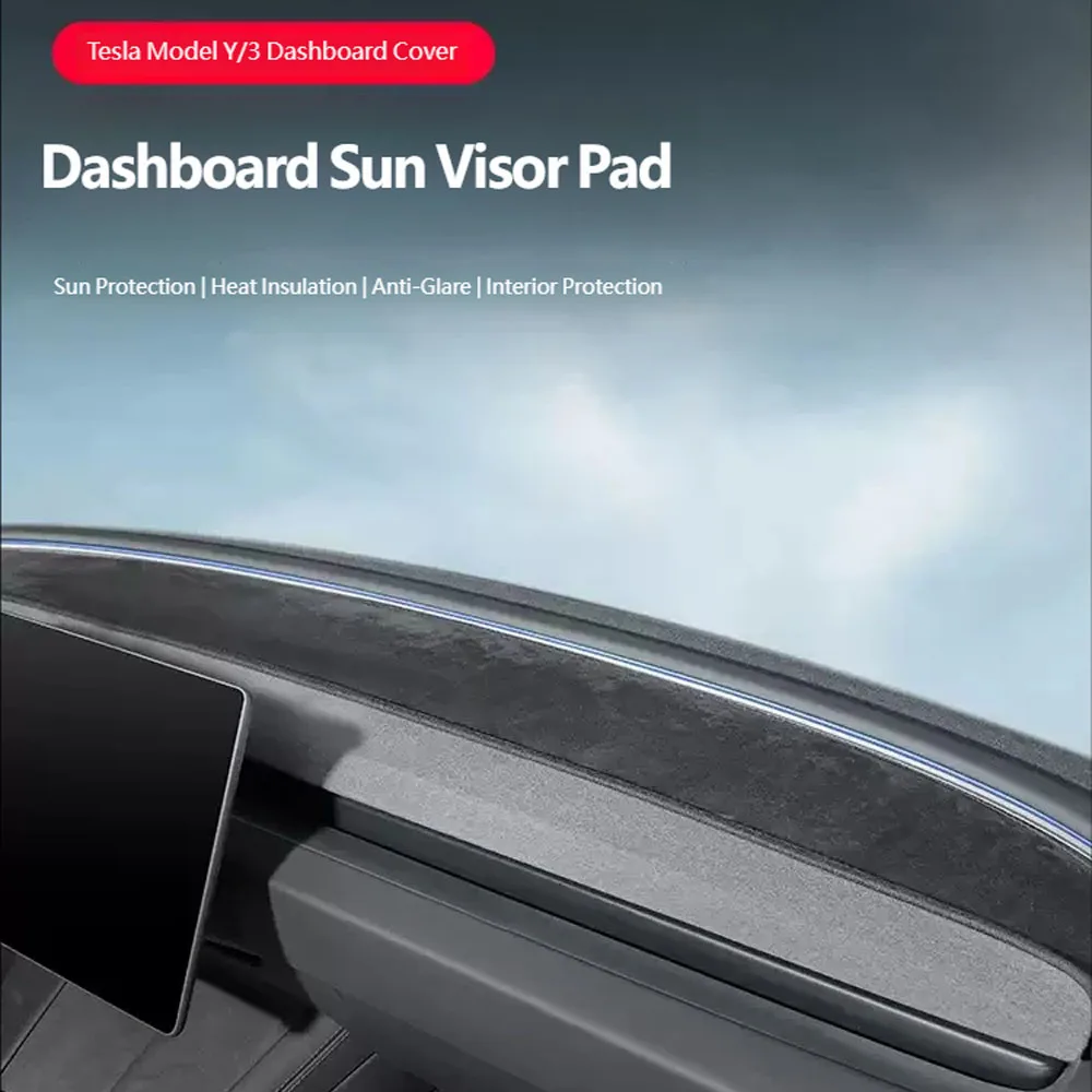 For Tesla model 3/Y/YL Dashboard Cover Pad Suede Sunshade Protector Anti-UV Dash Mat Non-slip Pads Car Accessories