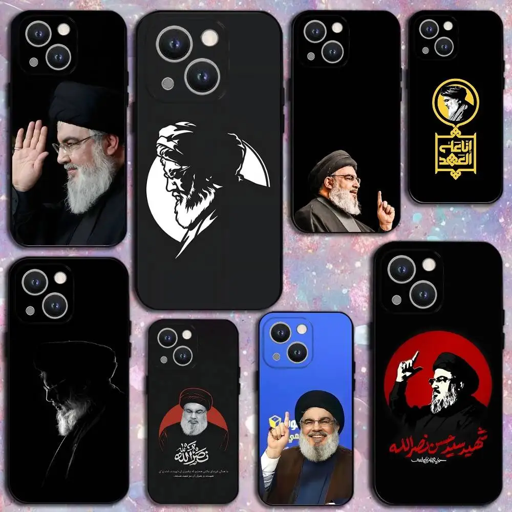 

Hassan Nasrallah Phone Case For iPhone 16,15,14,13,12,11 Plus,Pro Max,XS,X,XR,SE,Mini,8,7,Soft Silicone Black Cover