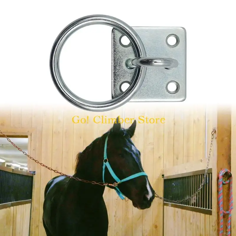 Q84C Animal Fastening Hardware 4 Pack Plated Carbon Steel Pad Eyes with Screws for Horse Stable Gate and Wall Mounting Points