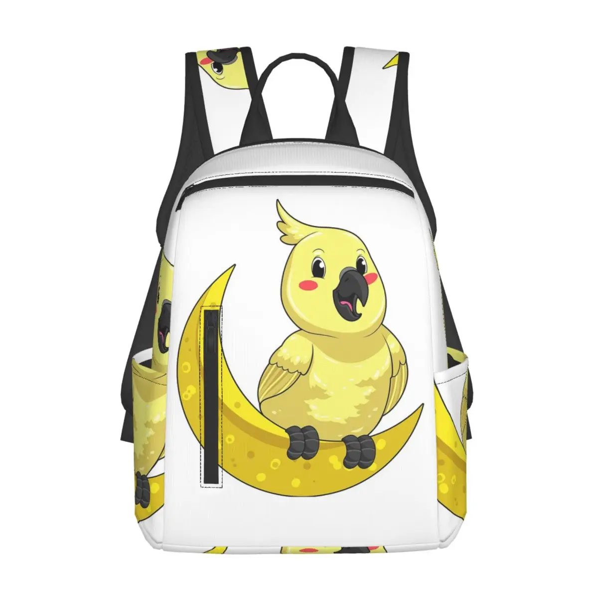 

Cockatoo Cockatiel Parrot With Moon Backpack Daypack Large Capacity Kids BookBag School Bag Shoulder Bags for Men Women
