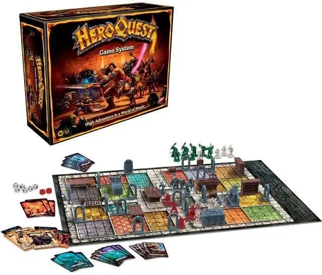 Avalon Hill HeroQuest Game System Jogo de tabuleiro de mesa, Immersive Fantasy Dungeon Crawler Adventure Game para maiores de 14 anos, 2 a 5 Pl