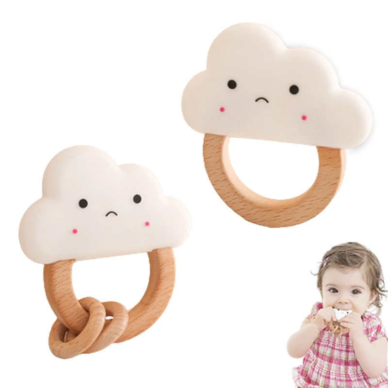 

Cloud Teether Baby Silicone Rattle Teething Ring Food Grade Silicone Cartoon Teething Toys For Teeth Baby Gifts Silicone Toys