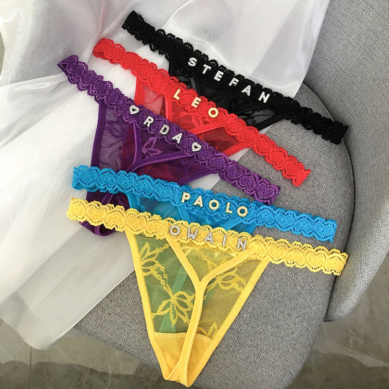 Custom Thong Panties For Women Custom String Name Sexy Lady Customized Letter tanga Bikini Personality Personalised Thong Pants