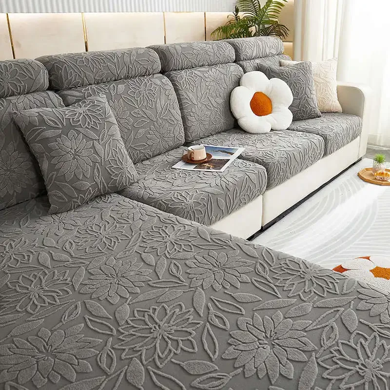 3D Flowers Jacquard Sofa Mattress Non-slip Four Seasons Couch Armrest Towel Sectional Corner Couch Covers