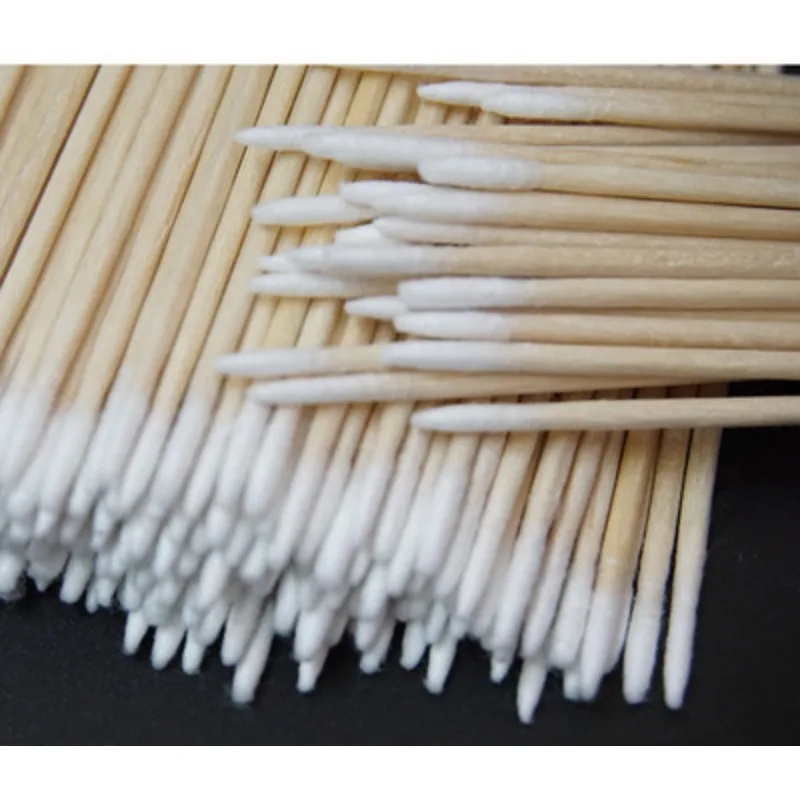 使い捨て超小型両端木綿棒 100本入り 糸くずの出ないマイクロブラシ まつげエクステ接着剤除去ツール