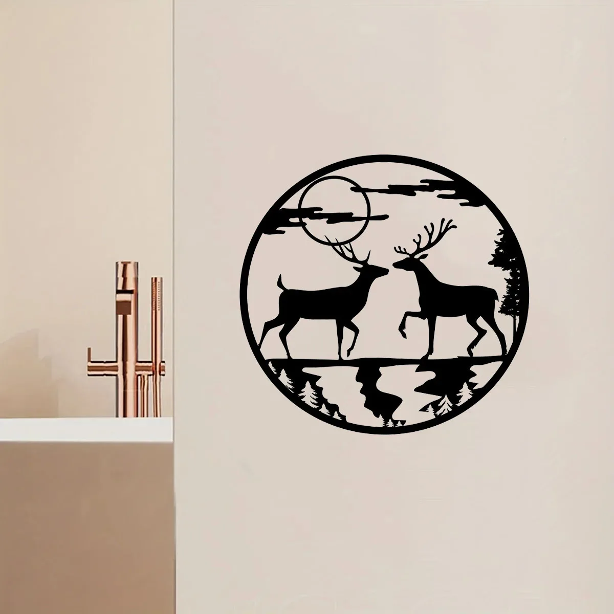 

Fascinating Metal Deer and Moon Mountain Wall Decoration – Intriguing Hangings for Living Room. Nature-Inspired Home