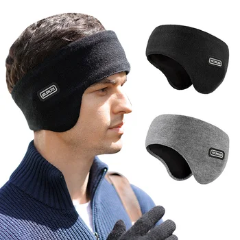 غطاء للأذنين مرن دافئ مزدوج الطبقة للرجال ، الرياضة في الهواء الطلق ، ركوب الدراجات ، مقاوم للرياح ، غطاء للأذنين صوفي ، سميك من القطيفة ، الجري ، الشتاء