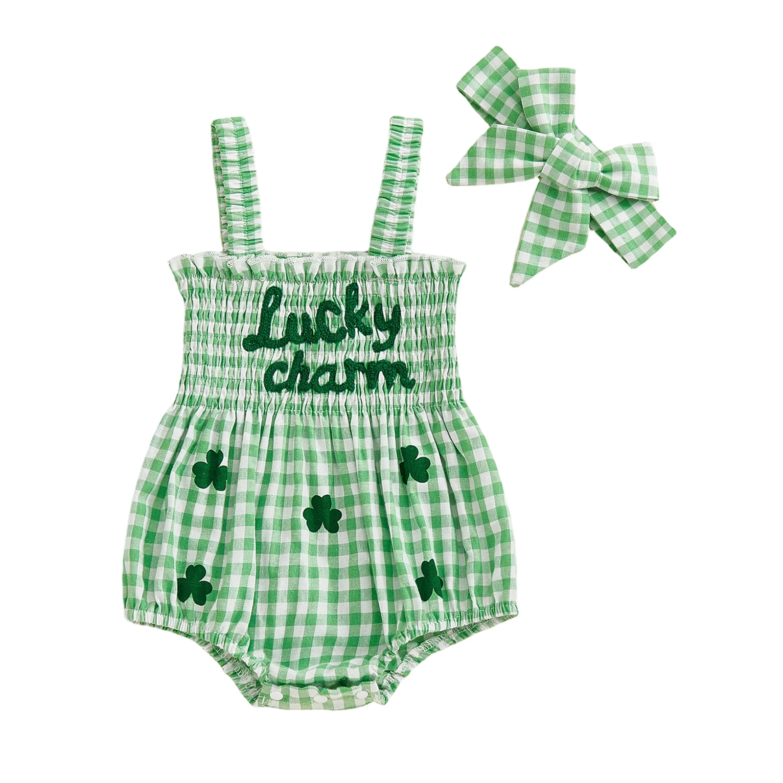 طفل الفتيات ملابس الربيع شامروك رسالة مطرزة منقوشة تكدرت تقليم أكمام رومبير و القوس عقال 2 قطعة مجموعة