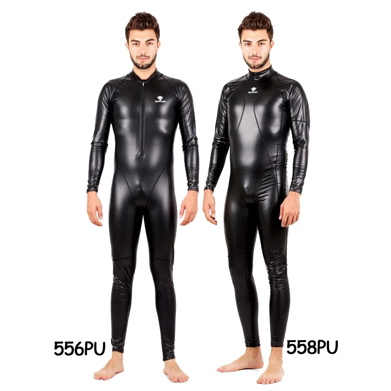 HXBY Full Body PU Waterproof One Piece Suits Swimwear Women Men Long Sleeve Competitive Swimming Swimsuit Warm Bodysuit Wetsuit