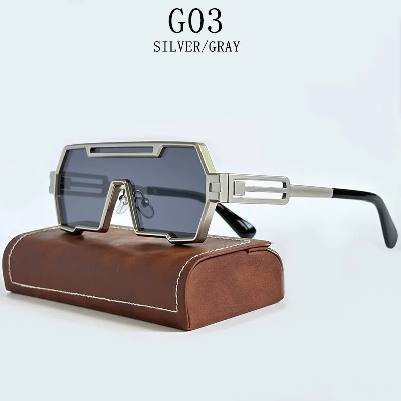 Heavy Metal Steampunk Sonnenbrille Für Männer Platz Vintage Punk Mode Gläser Retro Gafas De Sol Hombre Lunette De Soleil Homme – Detail 5