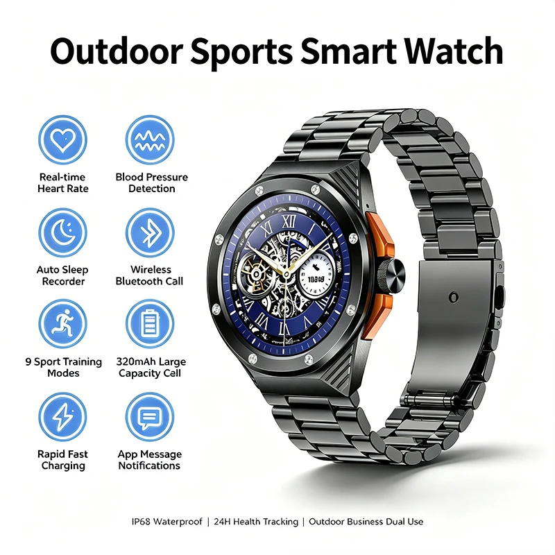 

GEJIAN New 1.43 "AMOLED Sports Health Smart Watch With Heart Rate Sleep Bluetooth Call IP67 GPS Trajectory Tracking Smartwatch