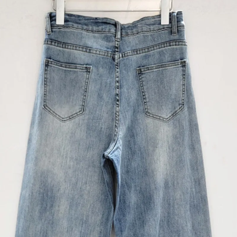 ANJY Herfst Nieuwe Vrouwen Trendy Jeans Zware Ambachtelijke Bezaaid Diamanten Rechte Afslanken High Street Elegante Denim Wijde Pijpen broek A9805