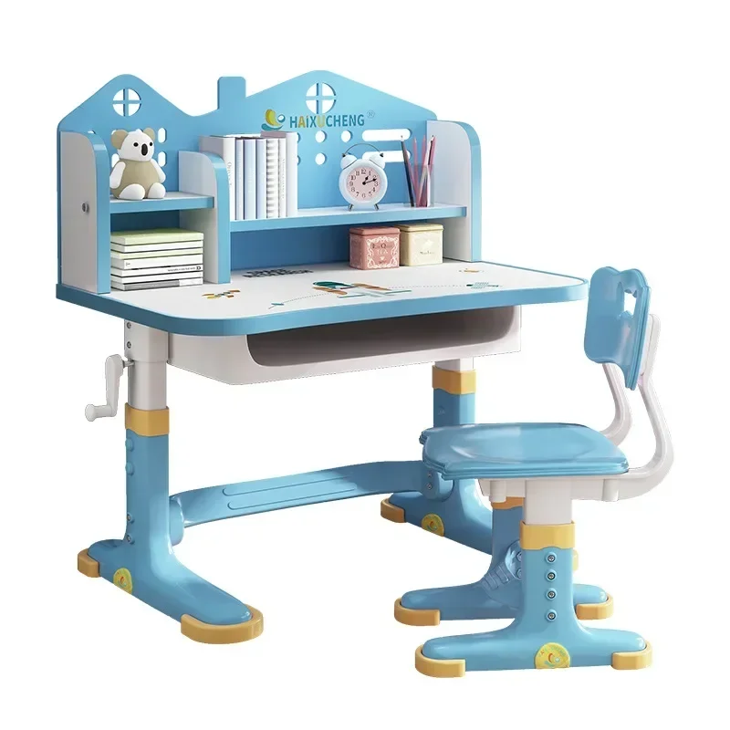 

Children's Study Desk Desk Home Desk Writing Homework School and Chair Combination Set Hand-Cranke