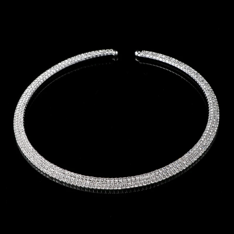 Elegant Choker Necklace Crystal Rhinestone Silver Plated Neckless Women Jewelry Simulated Pearl Choker Necklaces Luxury